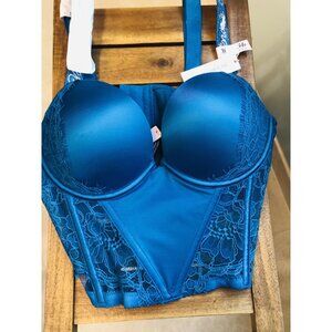 Victoria's Secret Corset Lace Push-Up 34B Very Sexy Collection Blue NWT